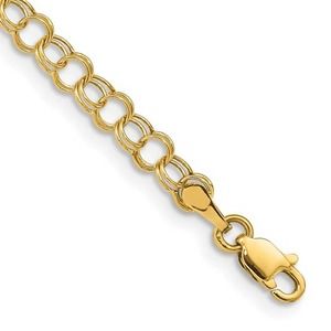 Real 10K Yellow Gold Double Chain Link Bracelet 4mm 6 inch
